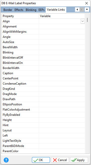 DBEMailLabel_VarLinks