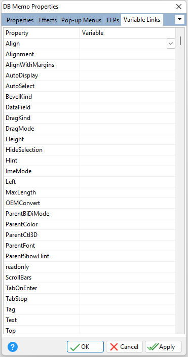 DBMemo_VarLinks