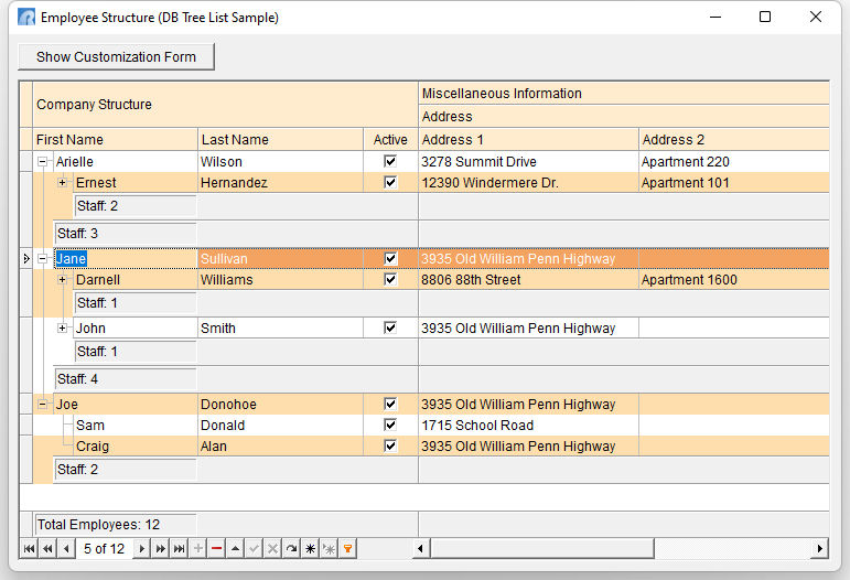 DBTreeList_BandSample