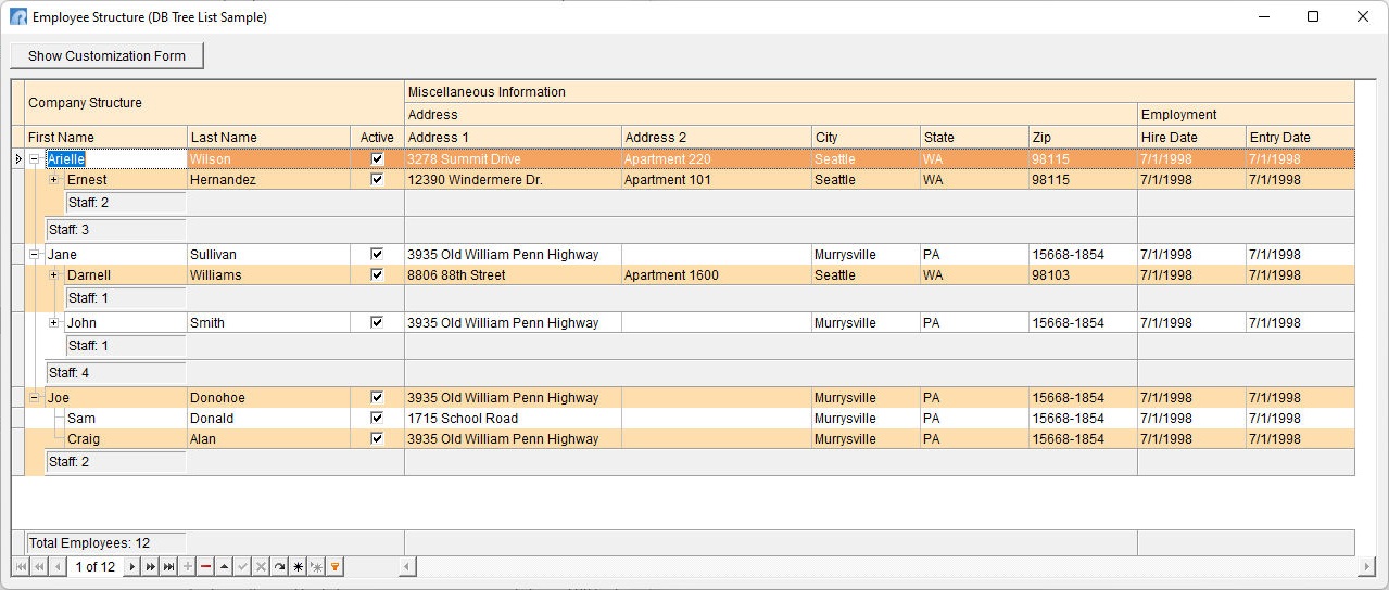 DBTreeList_Sample