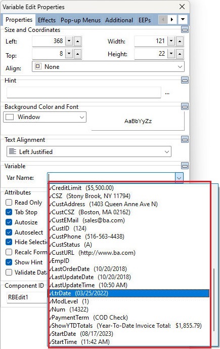 VariableValuesInControls