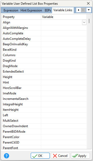 VarUserDefinedListBox_VarLinks